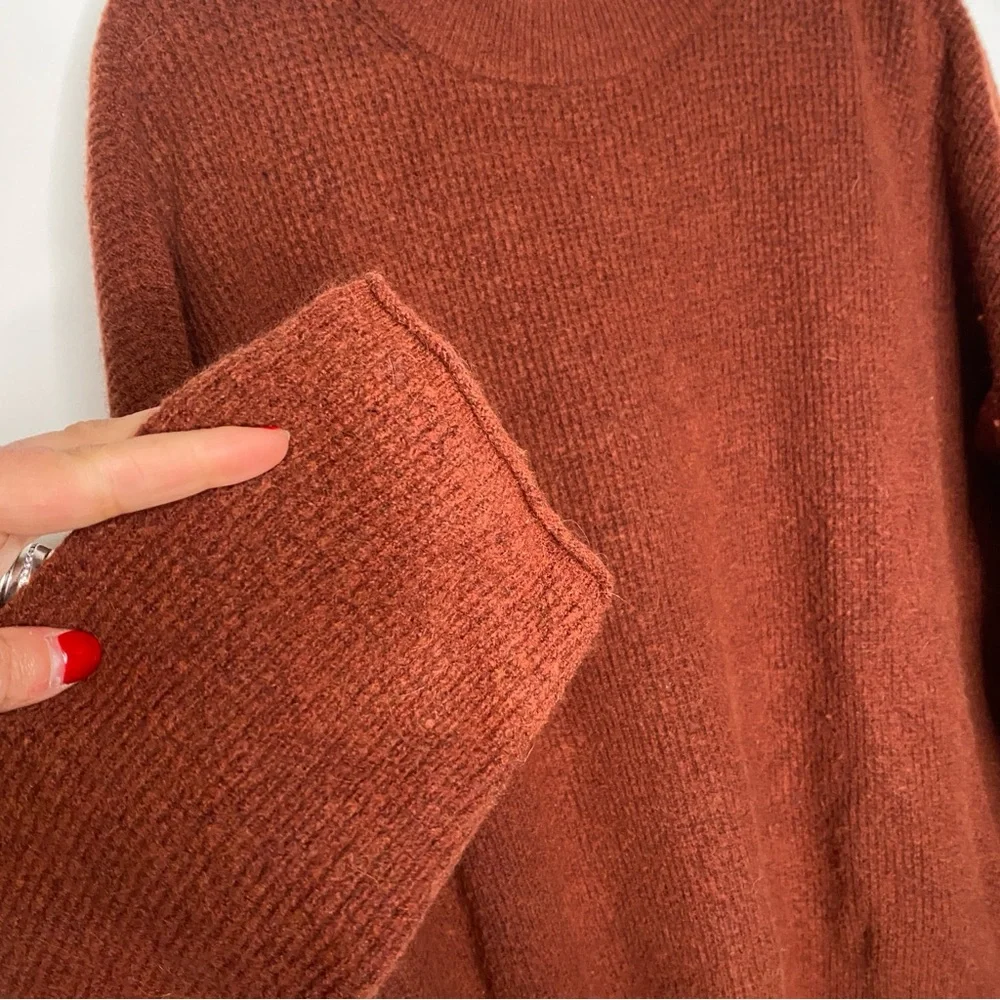 J. Crew Point Sur Waffle Button Back Sweater Alpaca Brick Red K4645 Size Large